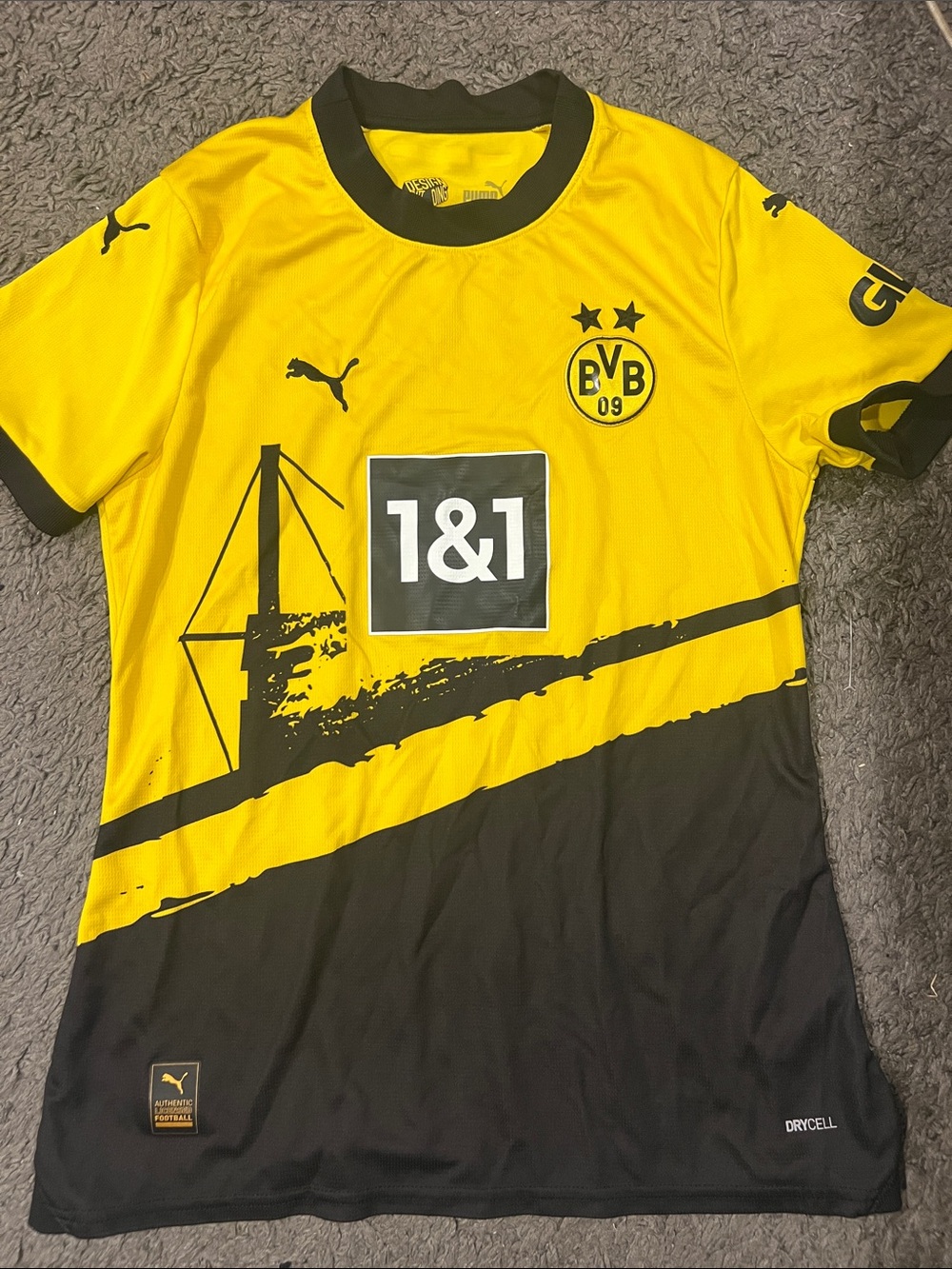 Puma Yellow & Black Kids Soccer Jersey with BVB Crest